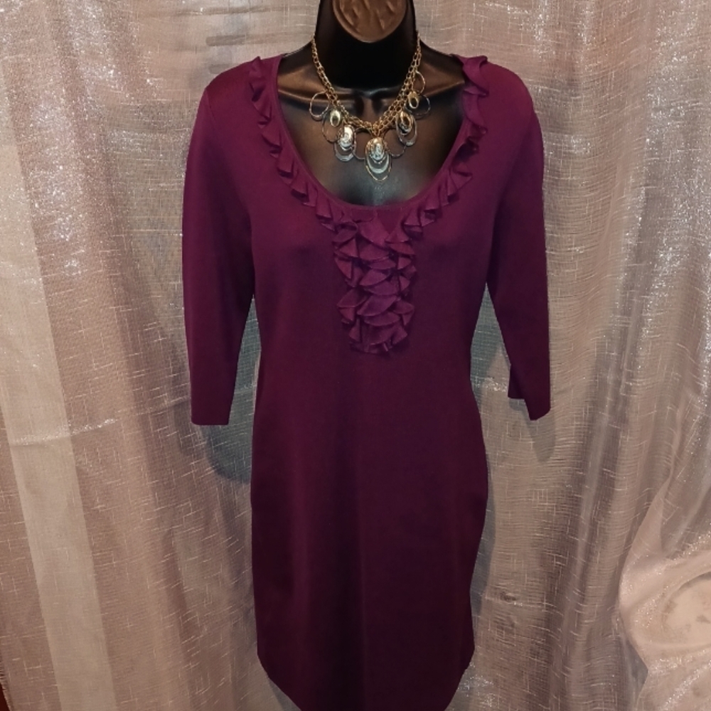 Ann Taylor Sweater Dress, lightweight,  Burgundy,  Medium Petite